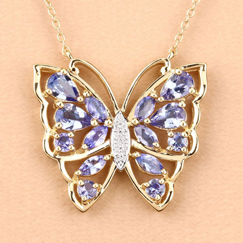 Bids.com 2.76 Carat Genuine Tanzanite and White Zircon .925 Sterling Silver Necklace Necklaces Navajo White