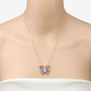 Bids.com 2.76 Carat Genuine Tanzanite and White Zircon .925 Sterling Silver Necklace Necklaces Wheat
