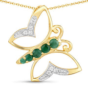 Bids.com 0.51 Carat Genuine Emerald and White Zircon .925 Sterling Silver Necklace Necklaces White Smoke Default Title