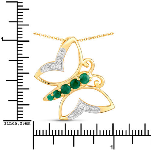 Bids.com 0.51 Carat Genuine Emerald and White Zircon .925 Sterling Silver Necklace Necklaces White Smoke