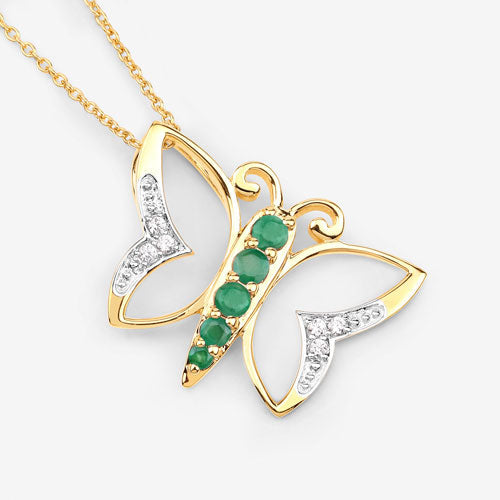 Bids.com 0.51 Carat Genuine Emerald and White Zircon .925 Sterling Silver Necklace Necklaces White Smoke