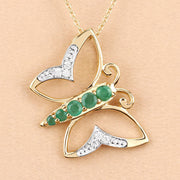 Bids.com 0.51 Carat Genuine Emerald and White Zircon .925 Sterling Silver Necklace Necklaces Peach Puff