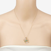 Bids.com 0.51 Carat Genuine Emerald and White Zircon .925 Sterling Silver Necklace Necklaces Wheat