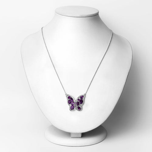 Bids.com 4.32 Carat Genuine Amethyst .925 Sterling Silver Necklace Necklaces White Smoke