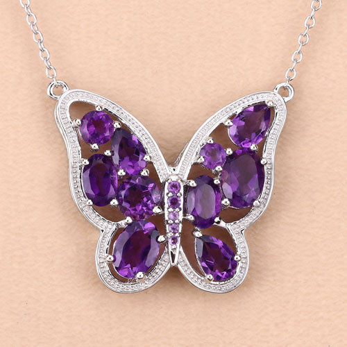 Bids.com 4.32 Carat Genuine Amethyst .925 Sterling Silver Necklace Necklaces Wheat