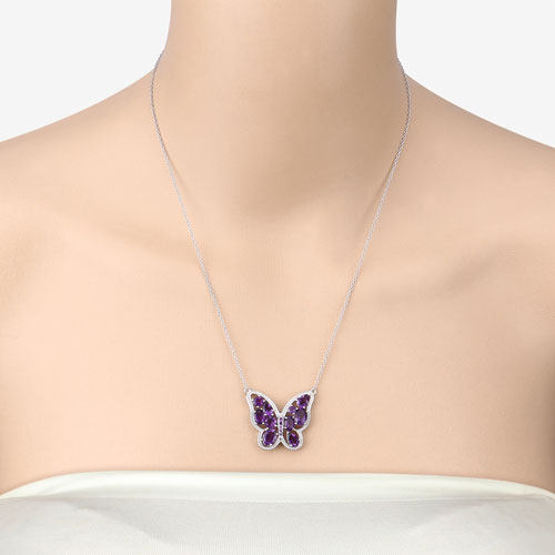 Bids.com 4.32 Carat Genuine Amethyst .925 Sterling Silver Necklace Necklaces Wheat
