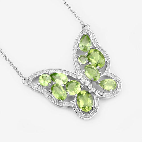 Bids.com 4.65 Carat Genuine Peridot .925 Sterling Silver Necklace Necklaces White Smoke