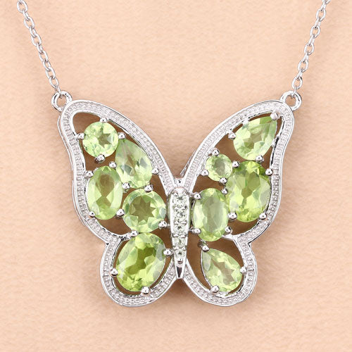 Bids.com 4.65 Carat Genuine Peridot .925 Sterling Silver Necklace Necklaces Peach Puff