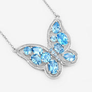 Bids.com 5.54 Carat Genuine Swiss Blue Topaz .925 Sterling Silver Necklace Necklaces White Smoke