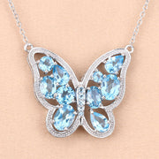 Bids.com 5.54 Carat Genuine Swiss Blue Topaz .925 Sterling Silver Necklace Necklaces Peach Puff