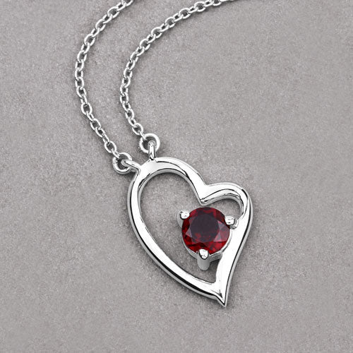 Bids.com 0.60 Carat Genuine Garnet .925 Sterling Silver Necklace Necklaces Dark Gray size 18.00