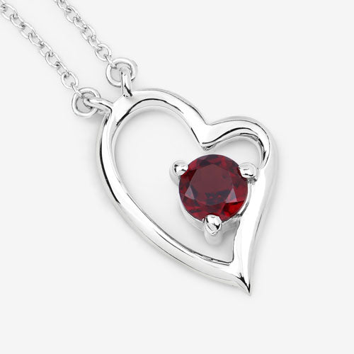 Bids.com 0.60 Carat Genuine Garnet .925 Sterling Silver Necklace Necklaces White Smoke size 18.00