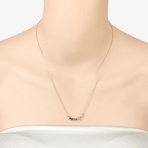 Bids.com 0.24 Carat Genuine Amethyst .925 Sterling Silver Necklace Necklaces Peach Puff size 18.00
