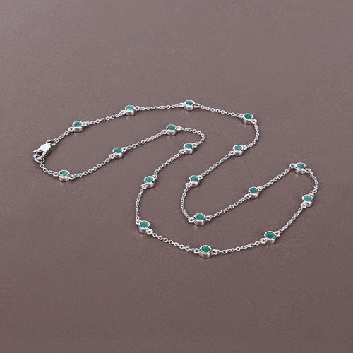 Bids.com 1.80 Carat Genuine Emerald .925 Sterling Silver Necklace Necklaces Dim Gray size 18.00