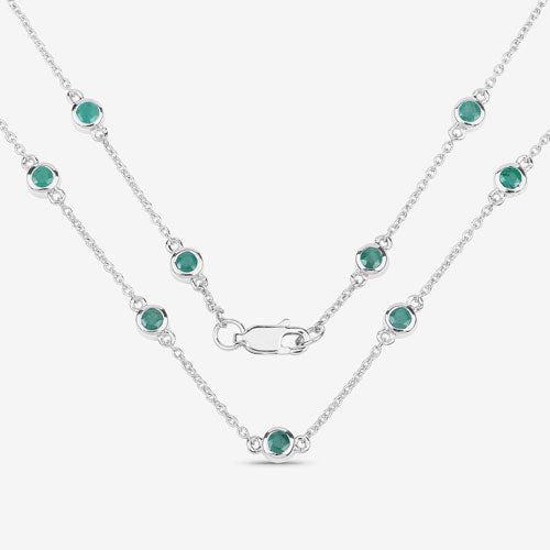 Bids.com 1.80 Carat Genuine Emerald .925 Sterling Silver Necklace Necklaces White Smoke size 18.00
