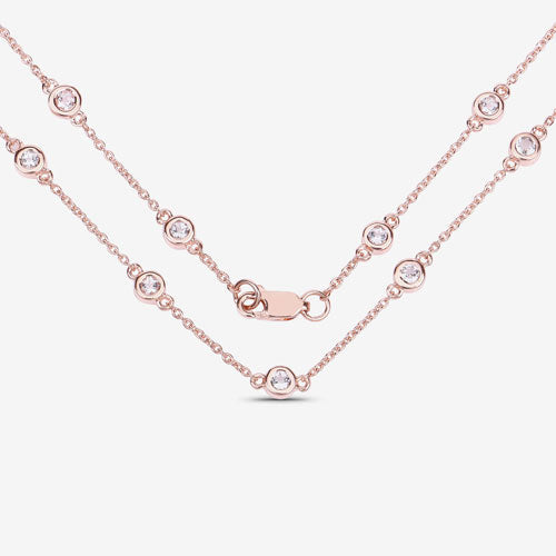 Bids.com 1.62 Carat Genuine Morganite .925 Sterling Silver Necklace Necklaces White Smoke size 18.00