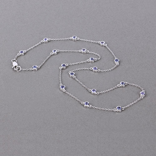 Bids.com 1.80 Carat Genuine Tanzanite .925 Sterling Silver Necklace Necklaces Dark Gray size 18.00