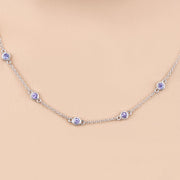 Bids.com 1.80 Carat Genuine Tanzanite .925 Sterling Silver Necklace Necklaces Wheat size 18.00