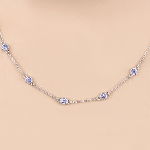 Bids.com 1.80 Carat Genuine Tanzanite .925 Sterling Silver Necklace Necklaces Wheat size 18.00
