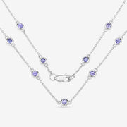 Bids.com 1.80 Carat Genuine Tanzanite .925 Sterling Silver Necklace Necklaces White Smoke size 18.00