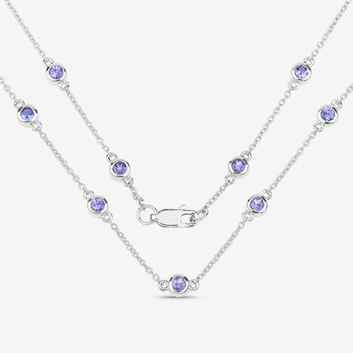 Bids.com 1.80 Carat Genuine Tanzanite .925 Sterling Silver Necklace Necklaces White Smoke size 18.00