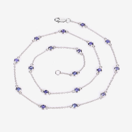 Bids.com 1.80 Carat Genuine Tanzanite .925 Sterling Silver Necklace Necklaces White Smoke size 18.00