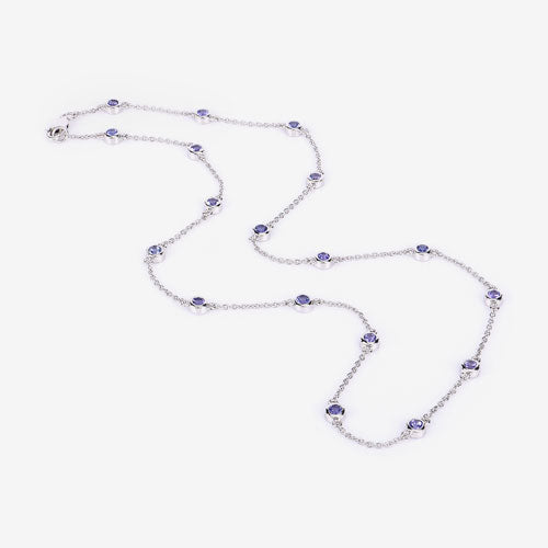 Bids.com 1.80 Carat Genuine Tanzanite .925 Sterling Silver Necklace Necklaces White Smoke size 18.00