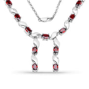Bids.com 7.65 Carat Genuine Garnet .925 Sterling Silver Necklace Necklaces White Smoke Default Title