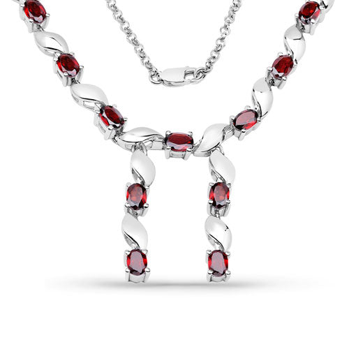 Bids.com 7.65 Carat Genuine Garnet .925 Sterling Silver Necklace Necklaces White Smoke Default Title