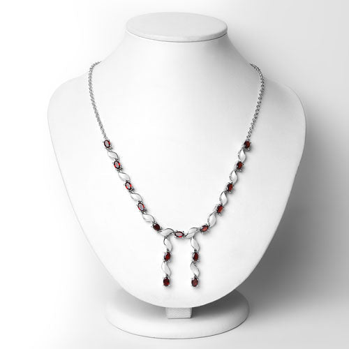Bids.com 7.65 Carat Genuine Garnet .925 Sterling Silver Necklace Necklaces White Smoke