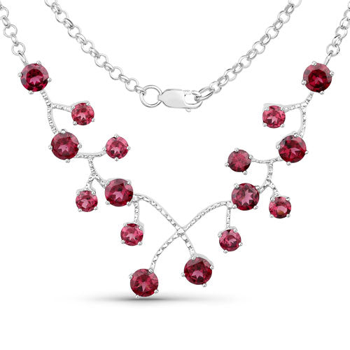 Bids.com 6.00 Carat Genuine Rhodolite Garnet .925 Sterling Silver Necklace Necklaces White Smoke size 18.00