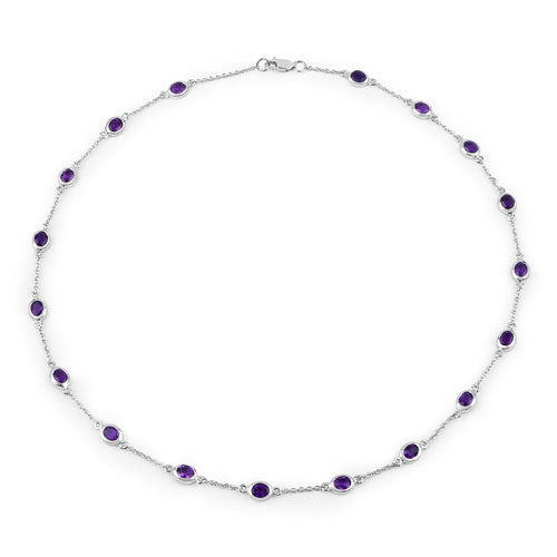 Bids.com 6.12 Carat Genuine Amethyst .925 Sterling Silver Necklace Necklaces White Smoke size 18.00,size 20.00,size 32.00