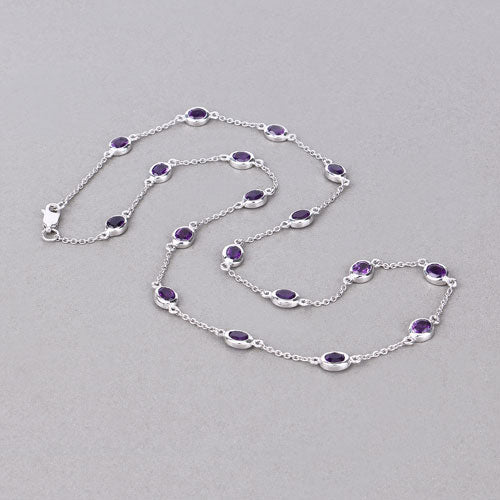 Bids.com 6.12 Carat Genuine Amethyst .925 Sterling Silver Necklace Necklaces Gray size 18.00,size 20.00,size 32.00