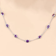 Bids.com 6.12 Carat Genuine Amethyst .925 Sterling Silver Necklace Necklaces Bisque size 18.00,size 20.00,size 32.00