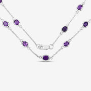 Bids.com 6.12 Carat Genuine Amethyst .925 Sterling Silver Necklace Necklaces White Smoke size 18.00,size 20.00,size 32.00
