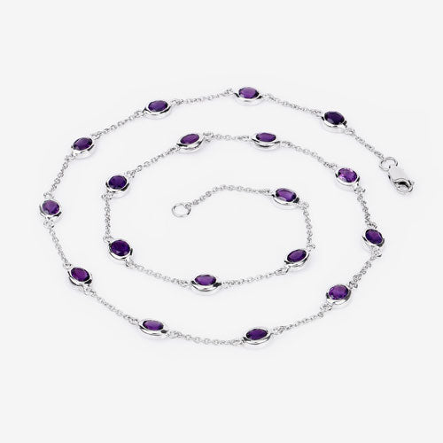Bids.com 6.12 Carat Genuine Amethyst .925 Sterling Silver Necklace Necklaces White Smoke size 18.00,size 20.00,size 32.00