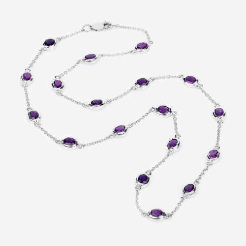 Bids.com 6.12 Carat Genuine Amethyst .925 Sterling Silver Necklace Necklaces White Smoke size 18.00,size 20.00,size 32.00