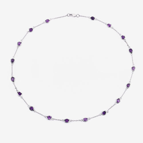 Bids.com 6.12 Carat Genuine Amethyst .925 Sterling Silver Necklace Necklaces White Smoke size 18.00,size 20.00,size 32.00