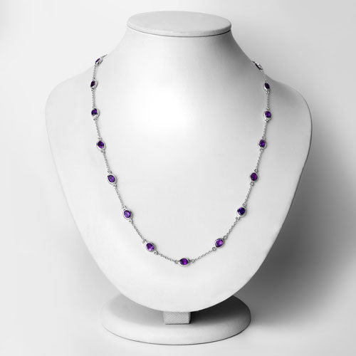 Bids.com 6.12 Carat Genuine Amethyst .925 Sterling Silver Necklace Necklaces Lavender size 18.00,size 20.00,size 32.00