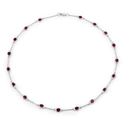 Bids.com 8.10 Carat Genuine Garnet .925 Sterling Silver Necklace Necklaces White Smoke size 18.00