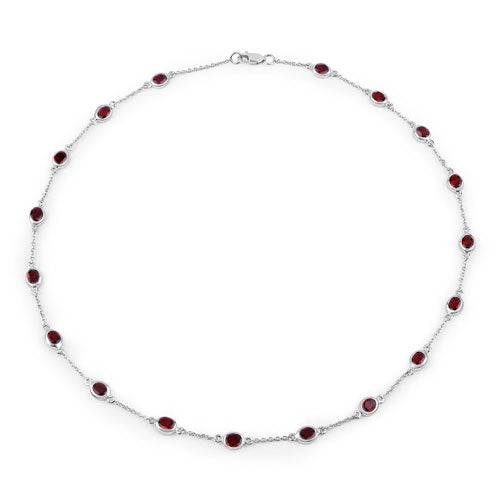Bids.com 8.10 Carat Genuine Garnet .925 Sterling Silver Necklace Necklaces White Smoke size 18.00
