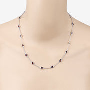 Bids.com 8.10 Carat Genuine Garnet .925 Sterling Silver Necklace Necklaces Light Gray size 18.00