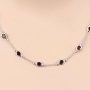 Bids.com 8.10 Carat Genuine Garnet .925 Sterling Silver Necklace Necklaces Bisque size 18.00