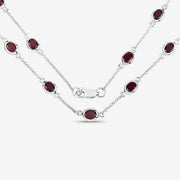 Bids.com 8.10 Carat Genuine Garnet .925 Sterling Silver Necklace Necklaces White Smoke size 18.00