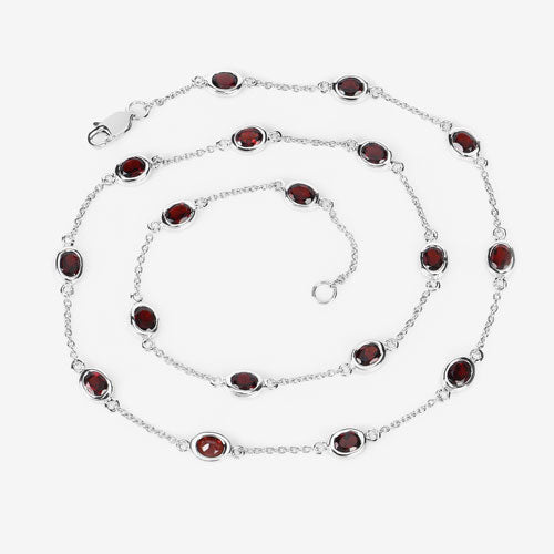 Bids.com 8.10 Carat Genuine Garnet .925 Sterling Silver Necklace Necklaces White Smoke size 18.00