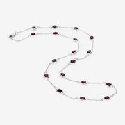 Bids.com 8.10 Carat Genuine Garnet .925 Sterling Silver Necklace Necklaces White Smoke size 18.00