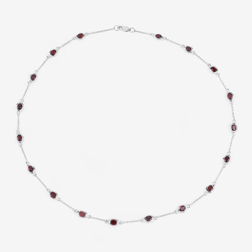 Bids.com 8.10 Carat Genuine Garnet .925 Sterling Silver Necklace Necklaces White Smoke size 18.00