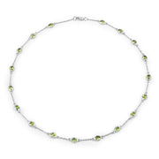Bids.com 6.30 Carat Genuine Peridot .925 Sterling Silver Necklace Necklaces White Smoke size 18.00