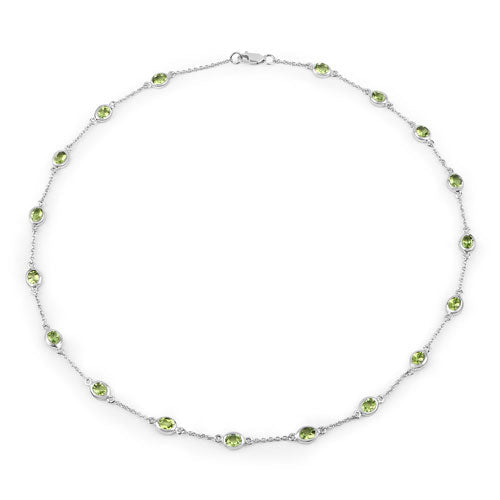 Bids.com 6.30 Carat Genuine Peridot .925 Sterling Silver Necklace Necklaces White Smoke size 18.00