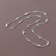 Bids.com 6.30 Carat Genuine Peridot .925 Sterling Silver Necklace Necklaces Dim Gray size 18.00